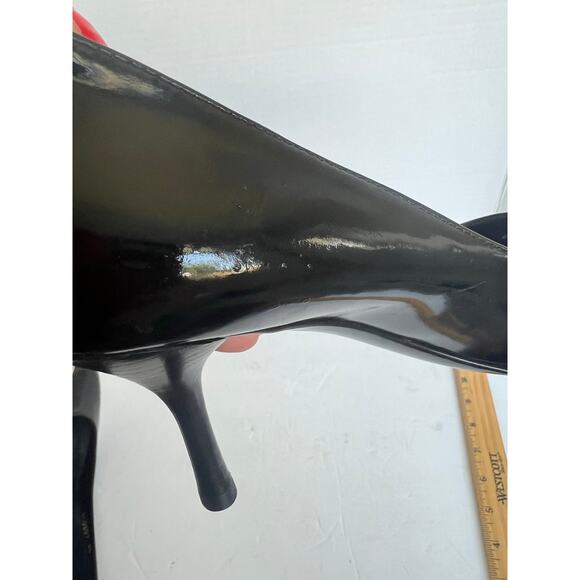 Gucci Black Patent Leather Round Toe Slip On Mid Heel Pumps Sz 6C Wide EU 36C - Picture 11 of 15